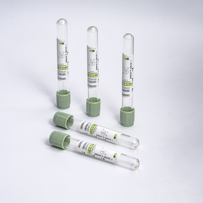 हल्का हरा सोडियम हेपरिन रक्त नमूना संग्रह ट्यूब 2-10ml ग्लास प्लास्टिक