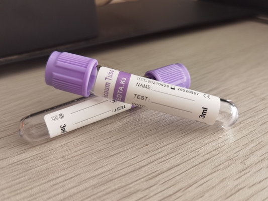 छिड़काव K3edta Vacuum 2ml ग्लास बैंगनी रक्त परीक्षण बोतल OEM लेबल