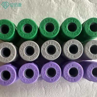 SAFEVAC क्लोज्ड टाइप ब्लड ट्यूब कैप रबर स्टॉपर Dia.13mm असेंबल्ड कैप के साथ