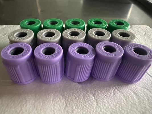 SAFEVAC क्लोज्ड टाइप ब्लड ट्यूब कैप रबर स्टॉपर Dia.13mm असेंबल्ड कैप के साथ