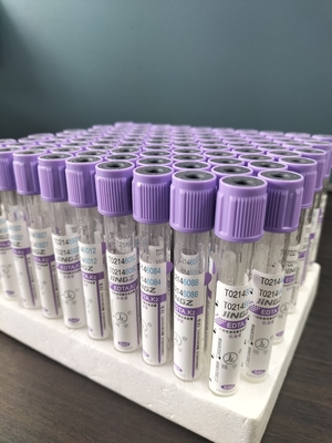 ग्लास K2 EDTA ट्यूब 1ml-10ml क्षमता के लिए ग्लास सामग्री में बैंगनी ट्यूब लेबल रंग के साथ