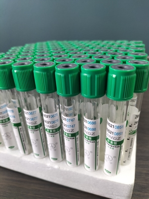 ग्रीन कैप 2ml-10ml सोडियम हेपरिन ट्यूब मेडिकल ब्लड कलेक्शन टेस्ट ट्यूब के लिए