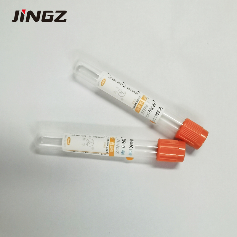 ऑरेंज या रेड कैप प्रो-कोएग्यूलेशन ट्यूब के साथ थक्का एक्टिवेटर 4ml 5ml 6ml ब्लड टेस्ट ट्यूब