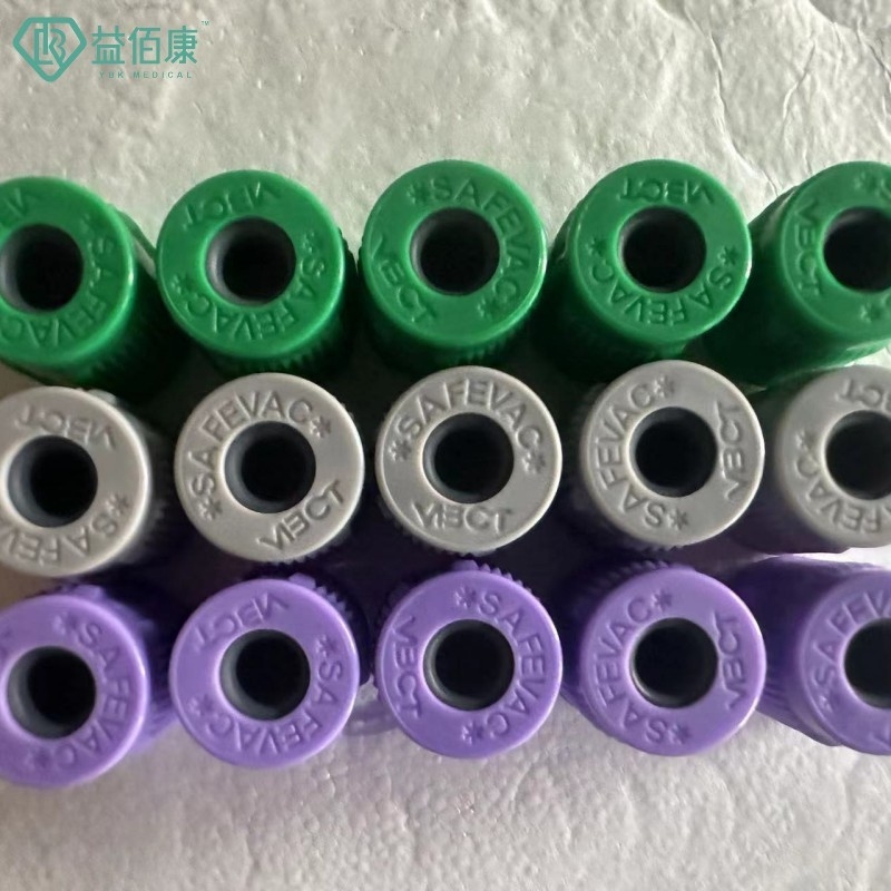 SAFEVAC क्लोज्ड टाइप ब्लड ट्यूब कैप रबर स्टॉपर Dia.13mm असेंबल्ड कैप के साथ