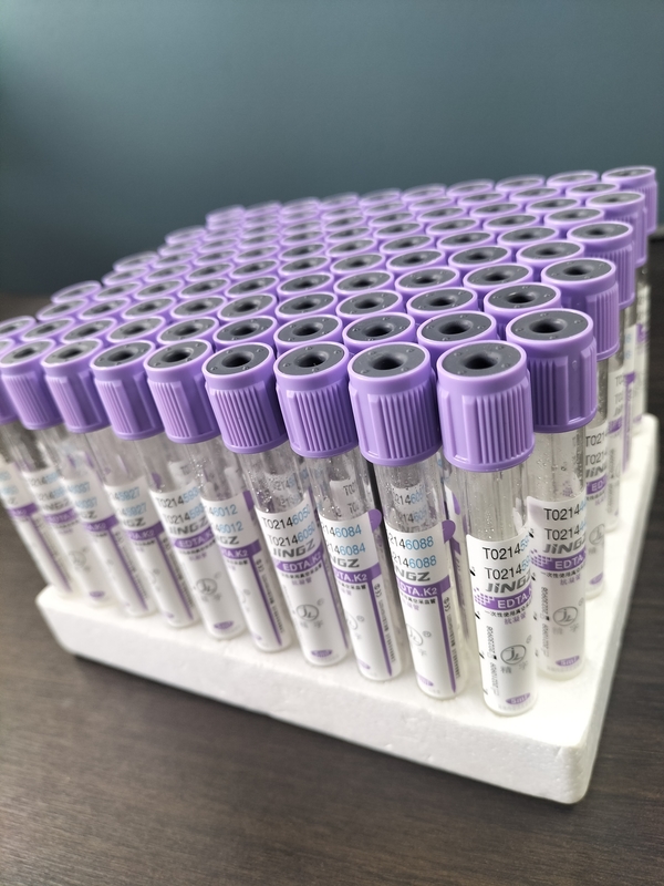 ग्लास K2 EDTA ट्यूब 1ml-10ml क्षमता के लिए ग्लास सामग्री में बैंगनी ट्यूब लेबल रंग के साथ
